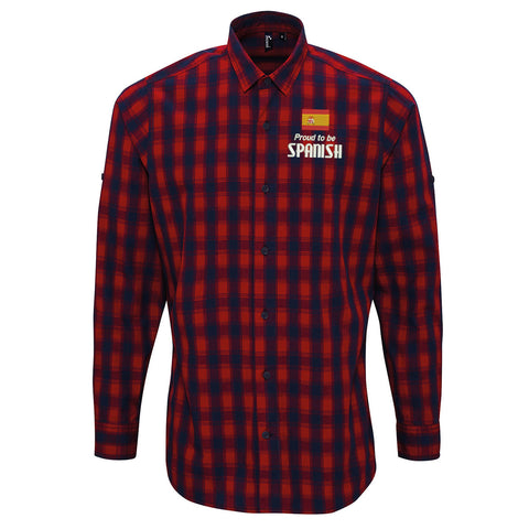 Proud to be Spanish Embroidered Long Sleeve Mulligan Check Shirt