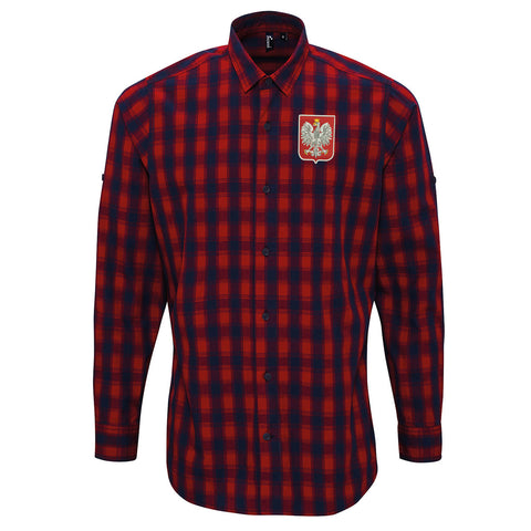 Retro Poland Embroidered Long Sleeve Mulligan Check Shirt