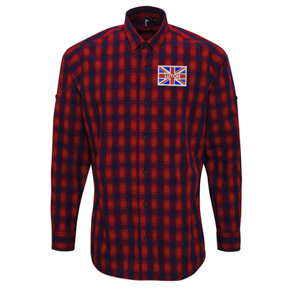 Luton Coloured Union Jack Embroidered Long Sleeve Mulligan Check Shirt