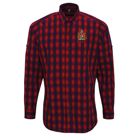 Retro Bristol City 1950s Embroidered Long Sleeve Mulligan Check Shirt