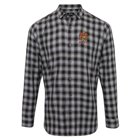 Retro Bristol City 1950s Embroidered Long Sleeve Mulligan Check Shirt