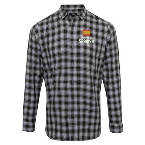 Proud to be Spanish Embroidered Long Sleeve Mulligan Check Shirt