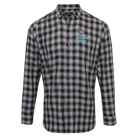 Proud to Have Served in The Airborne Forces Embroidered Long Sleeve Mulligan Check Shirt