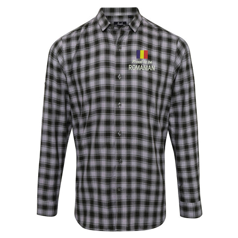 Proud to be Romanian Embroidered Long Sleeve Mulligan Check Shirt