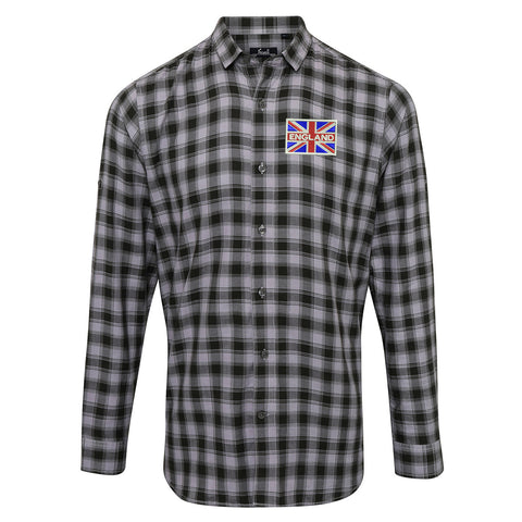 England Coloured Union Jack Embroidered Long Sleeve Mulligan Check Shirt