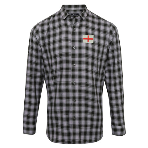 Flag of England Embroidered Long Sleeve Mulligan Check Shirt