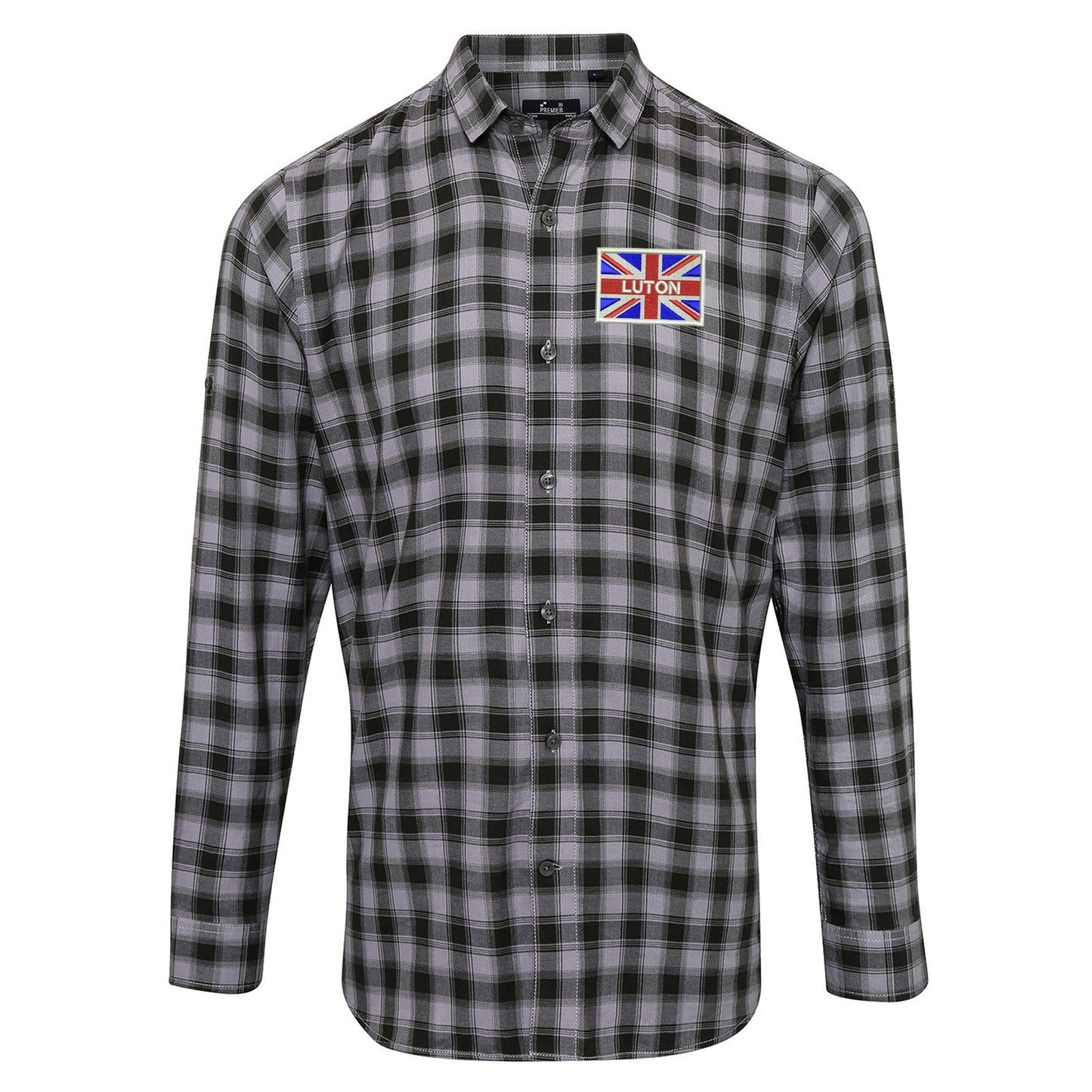 Luton Coloured Union Jack Embroidered Long Sleeve Mulligan Check Shirt