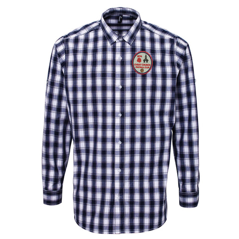 Retro Christ Church FC Embroidered Long Sleeve Mulligan Check Shirt