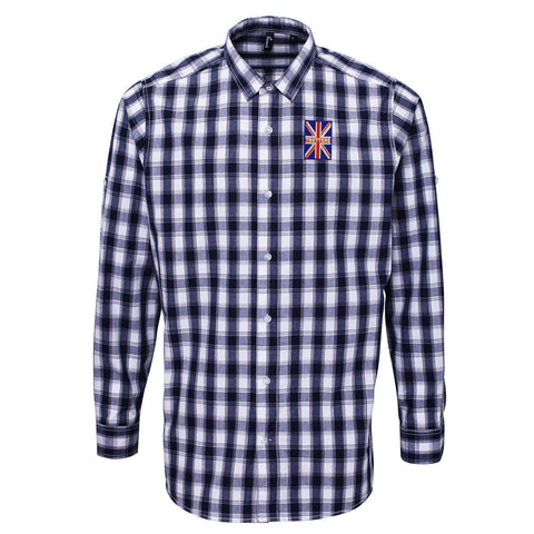 Trotters Union Jack Embroidered Long Sleeve Mulligan Check Shirt