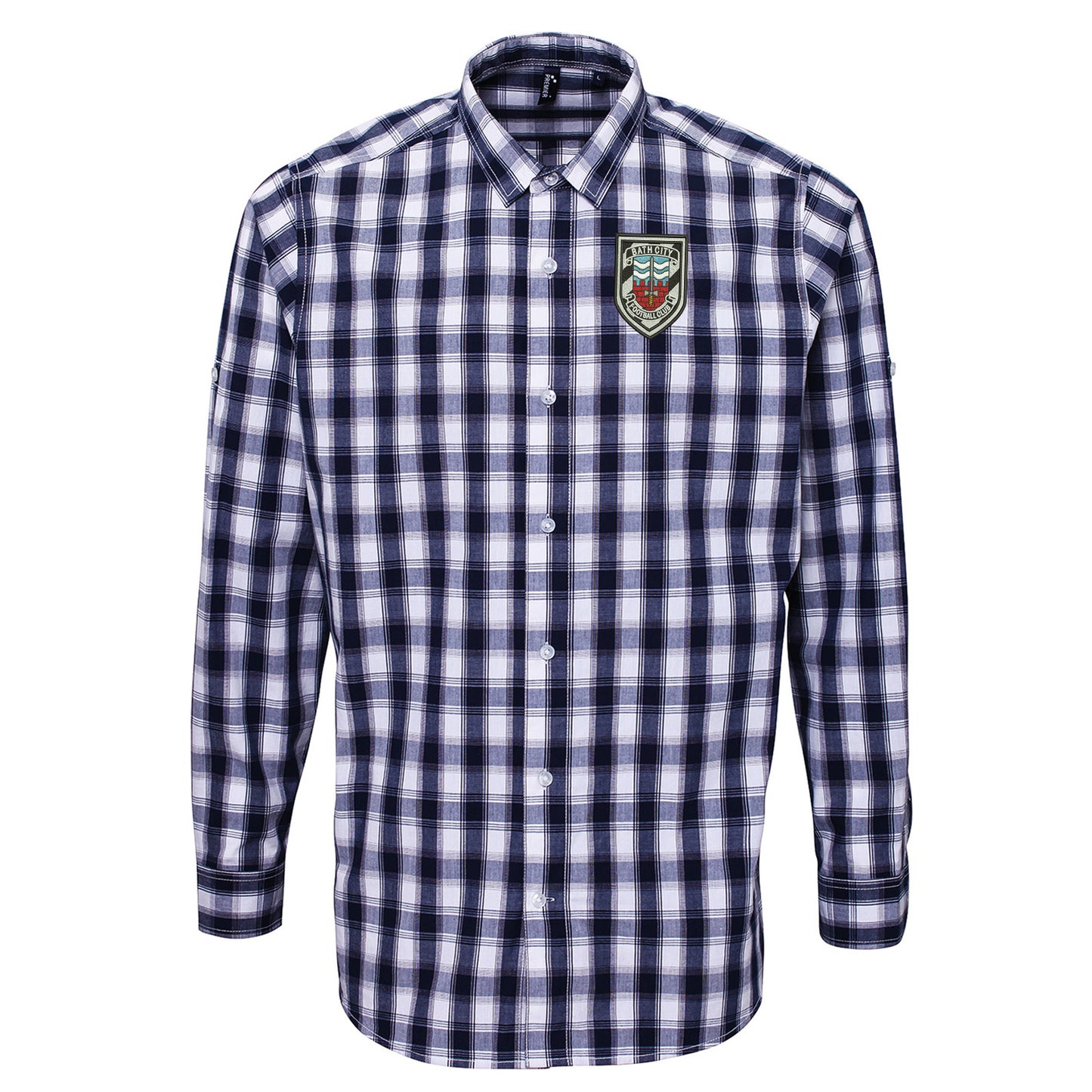 Retro Bath City Embroidered Long Sleeve Mulligan Check Shirt