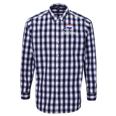 Proud to be Dutch Embroidered Long Sleeve Mulligan Check Shirt