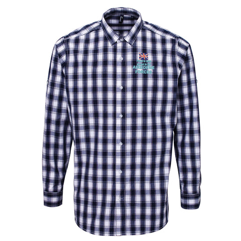 Proud to Have Served in The Airborne Forces Embroidered Long Sleeve Mulligan Check Shirt