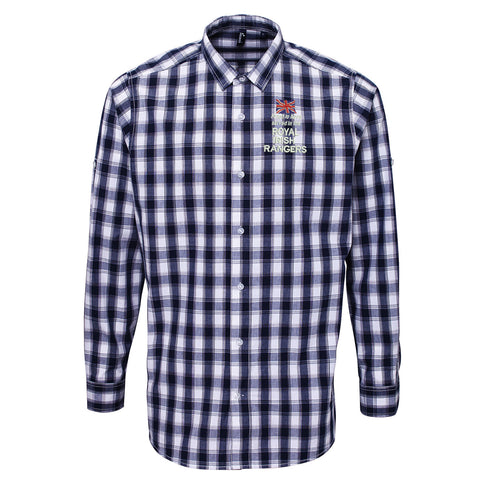 Proud to Have Served in The Royal Irish Rangers Embroidered Long Sleeve Mulligan Check Shirt