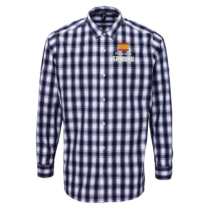 Proud to be Spanish Embroidered Long Sleeve Mulligan Check Shirt