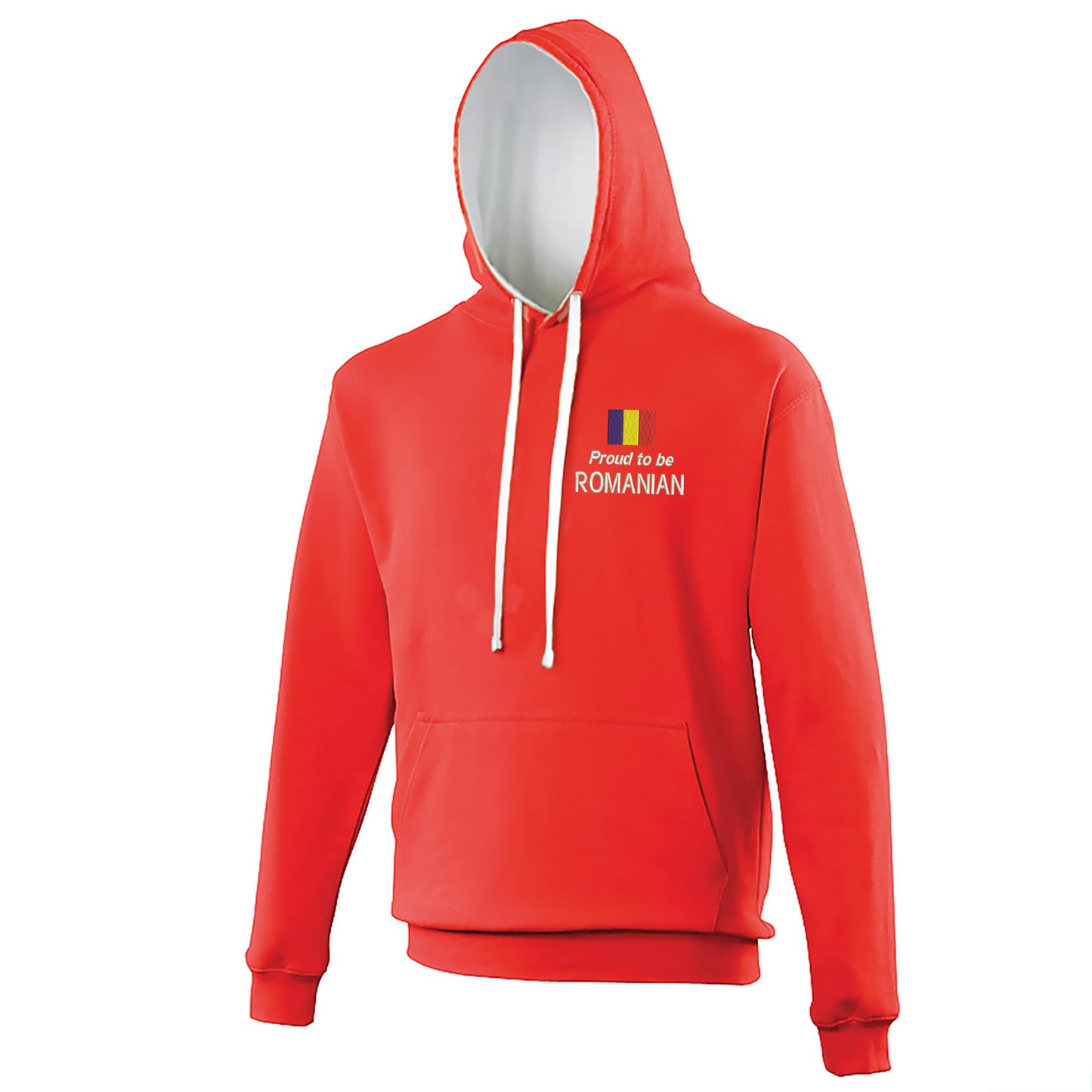 Proud to be Romanian Embroidered Contrast Hoodie