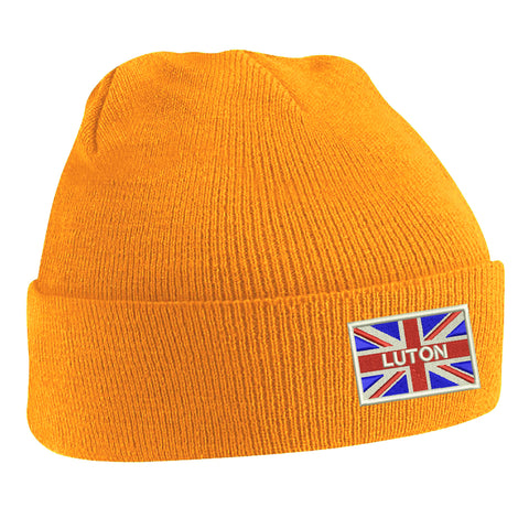Luton Coloured Union Jack Embroidered Beanie Hat