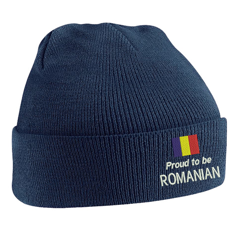 Proud to be Romanian Embroidered Beanie Hat