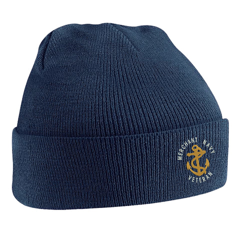 Royal Navy Veteran Anchor Embroidered Beanie Hat