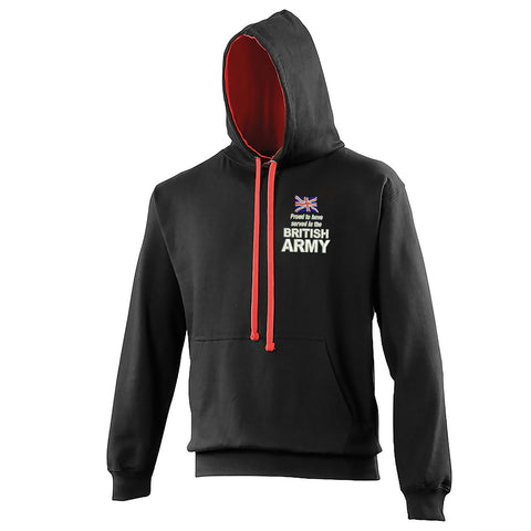 Proud to Have Served in The British Army Embroidered Contrast Hoodie