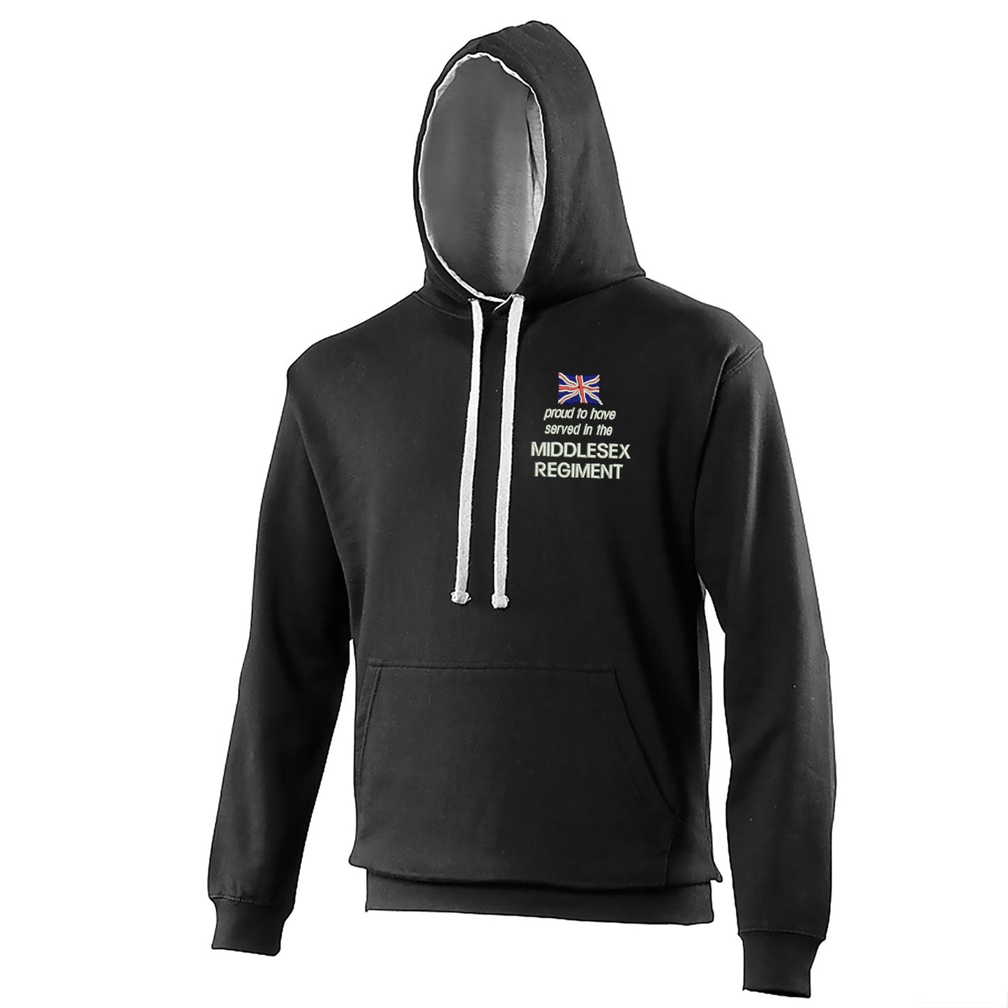 Proud to Have Served in The Middlesex Regiment Embroidered Contrast Hoodie