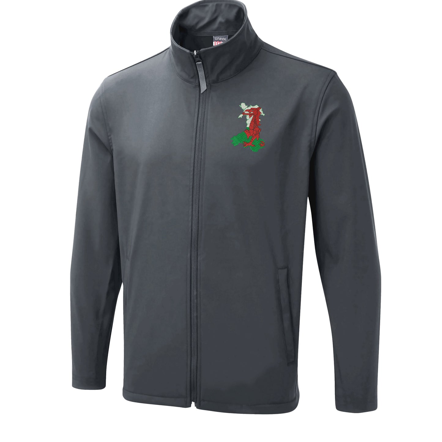 Wales Flag Map Embroidered Lightweight Soft Shell Jacket