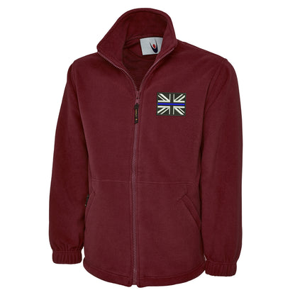 Thin Blue Line Union Jack Embroidered Premium Fleece Jacket