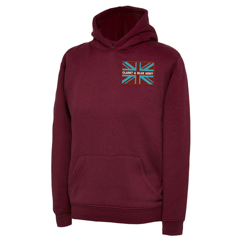 Claret & Blue Army Coloured Union Jack Embroidered Children's Hoodie