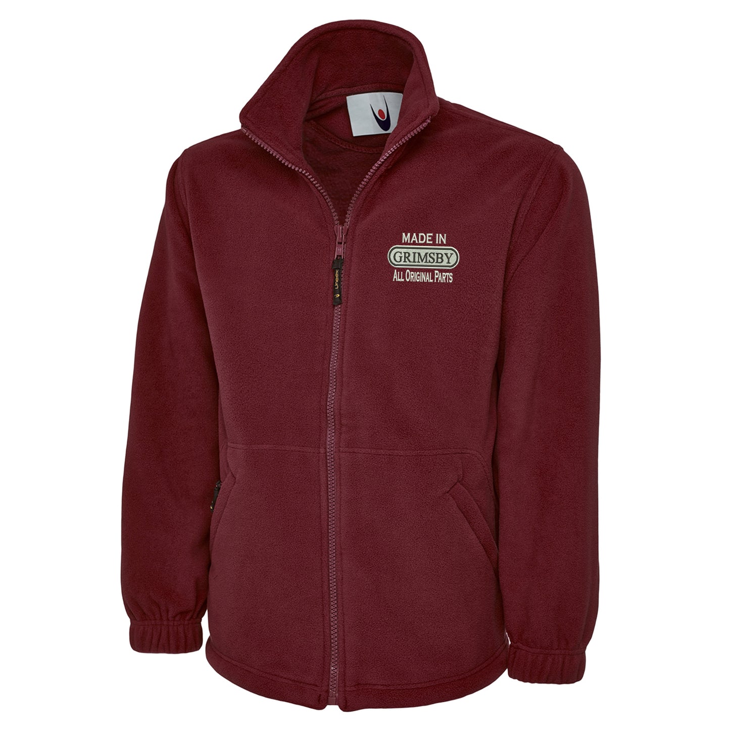 Made in Grimsby All Original Parts Embroidered Premium Fleece Jacket