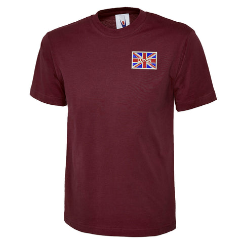 Luton Coloured Union Jack Embroidered Classic T-Shirt