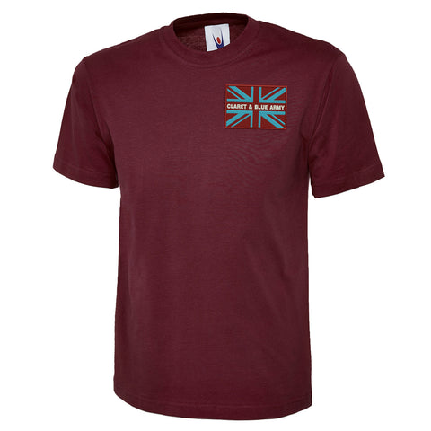 Claret & Blue Army Coloured Union Jack Embroidered Classic T-Shirt