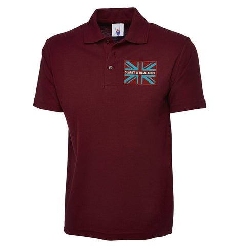 Claret & Blue Army Coloured Union Jack Polo Shirt