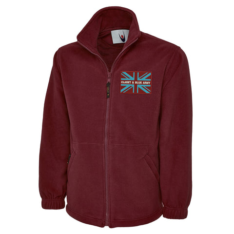 Claret & Blue Army Coloured Union Jack Embroidered Premium Fleece Jacket