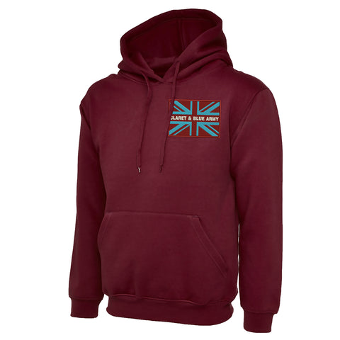 Claret & Blue Army Coloured Union Jack Embroidered Hoodie