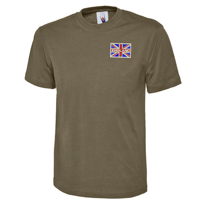 England Coloured Union Jack Embroidered Classic T-Shirt