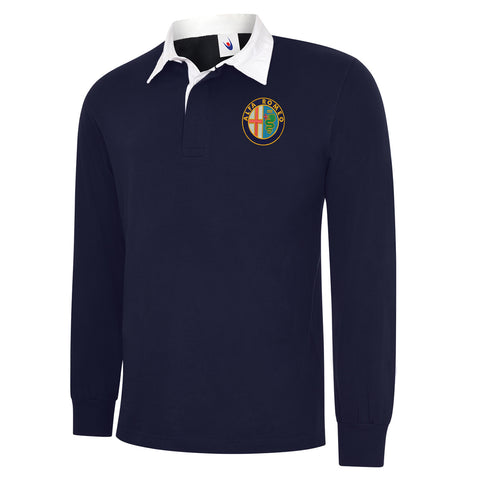 Alfa Romeo Golden Logo Embroidered Classic Rugby Shirt