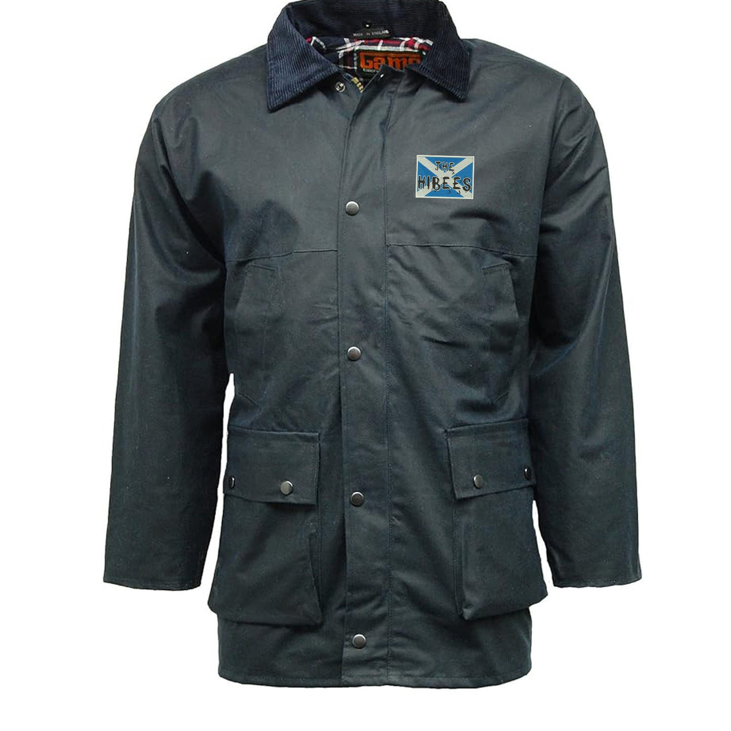 The Hibees Grunge Flag of Scotland Embroidered Padded Wax Jacket