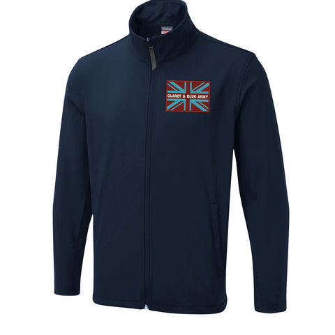 Claret & Blue Army Coloured Union Jack Embroidered Lightweight Soft Shell Jacket