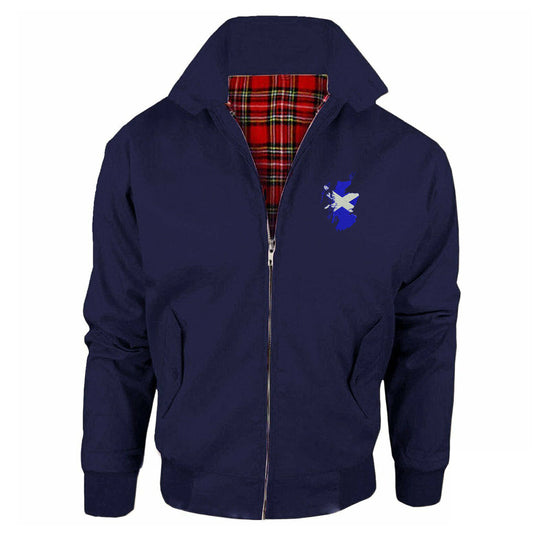 Scotland Flag Map Embroidered Classic Harrington Jacket