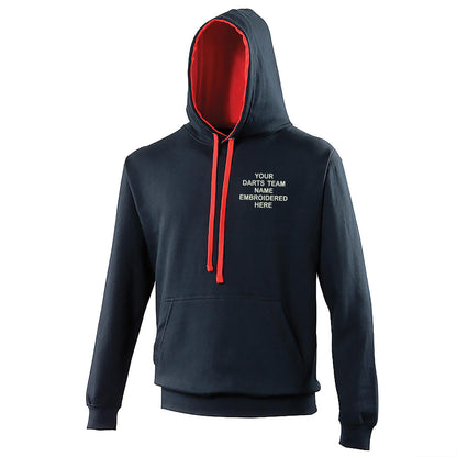 Personalised Darts Team Embroidered Contrast Hoodie