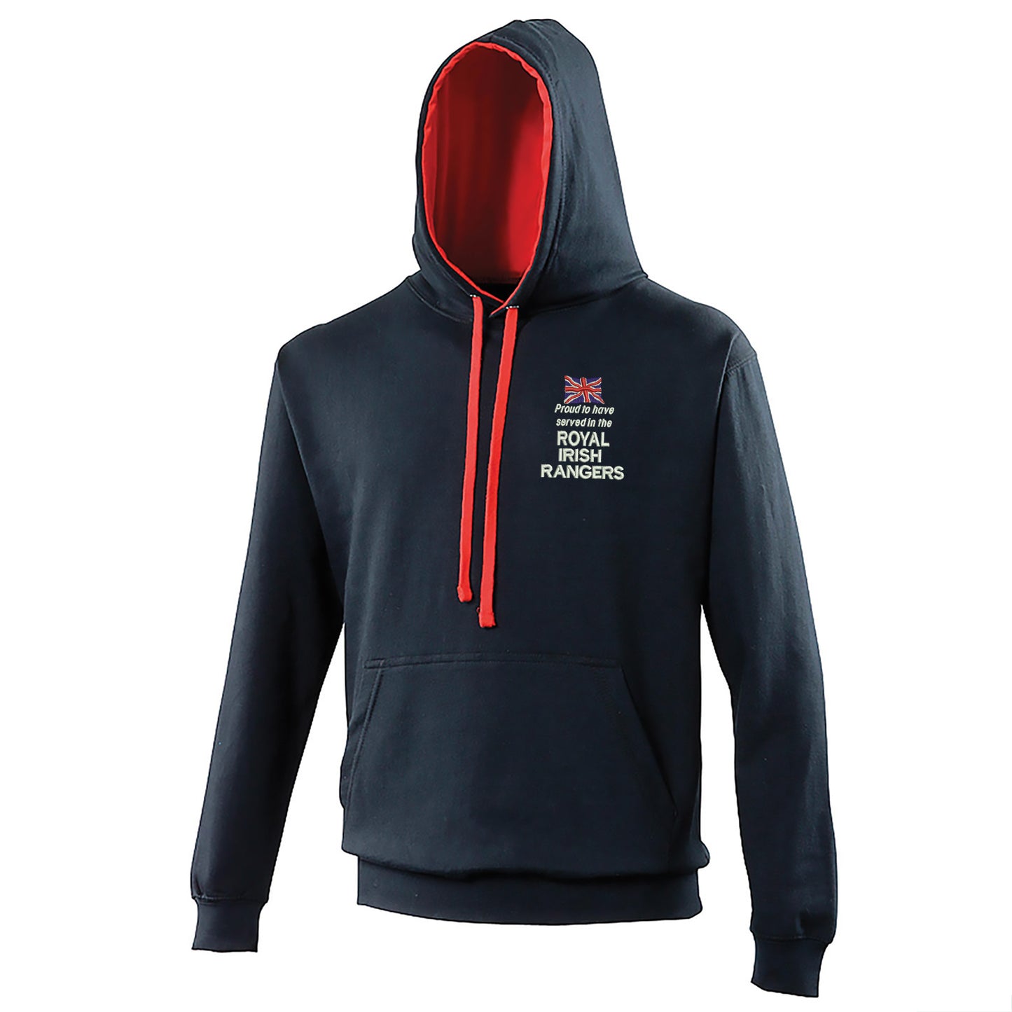 Proud to Have Served in The Royal Irish Rangers Embroidered Contrast Hoodie