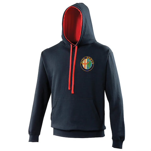 Alfa Romeo Golden Logo Embroidered Contrast Hoodie