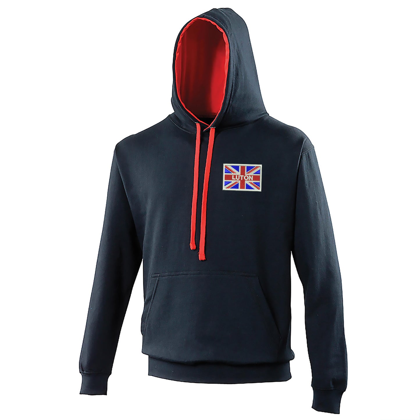 Luton Coloured Union Jack Embroidered Contrast Hoodie