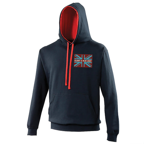 Claret & Blue Army Coloured Union Jack Embroidered Contrast Hoodie