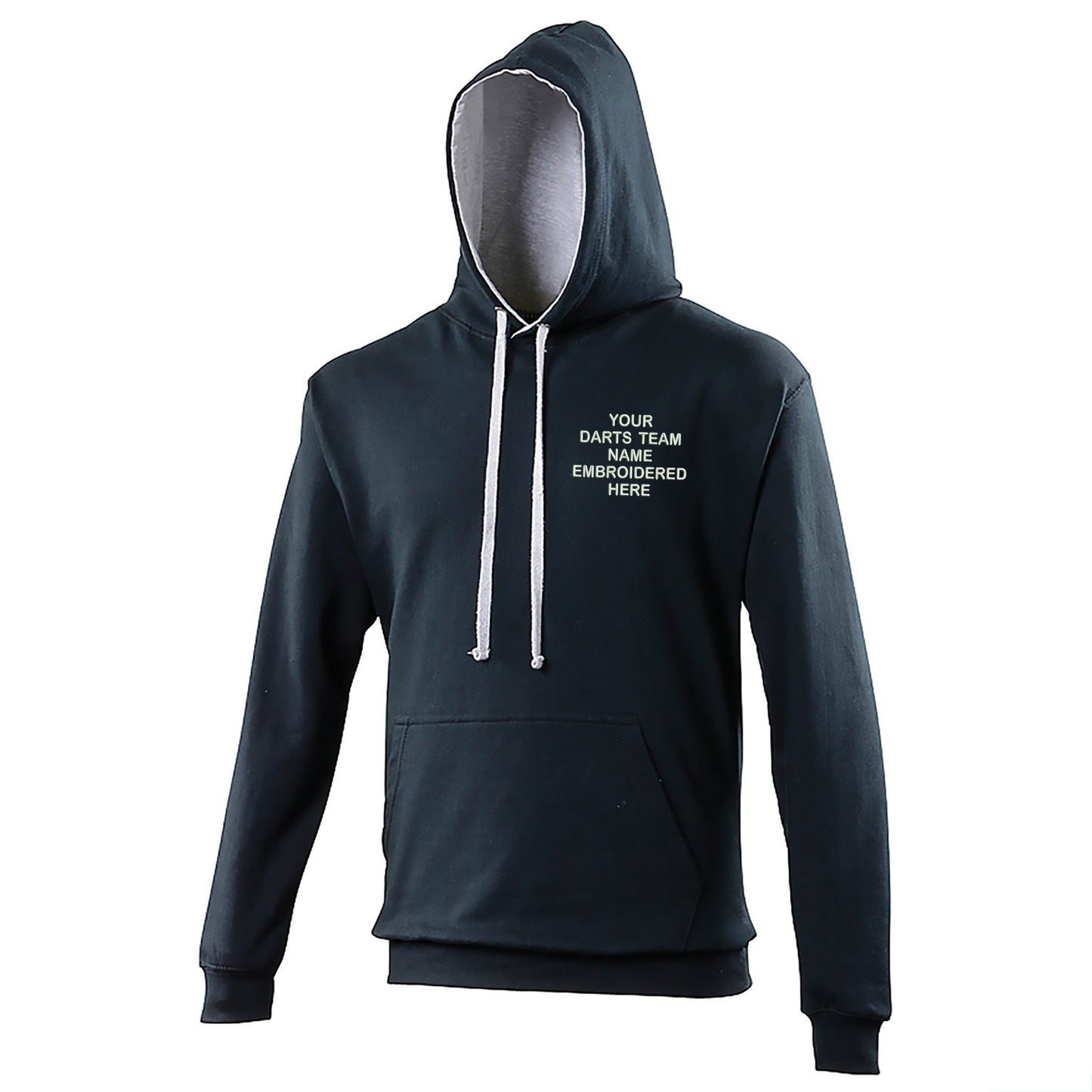 Personalised Darts Team Embroidered Contrast Hoodie