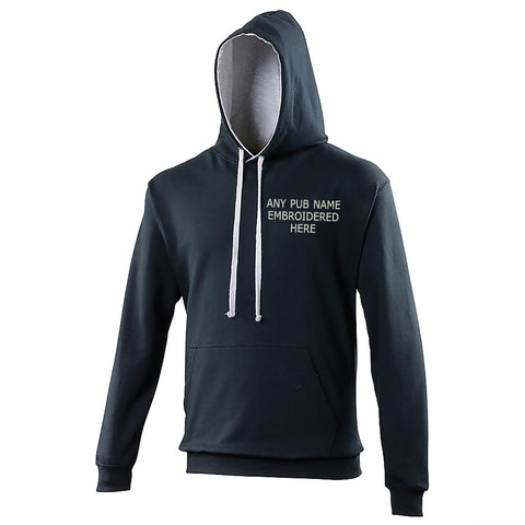 Personalised Embroidered Pub Embroidered Contrast Hoodie