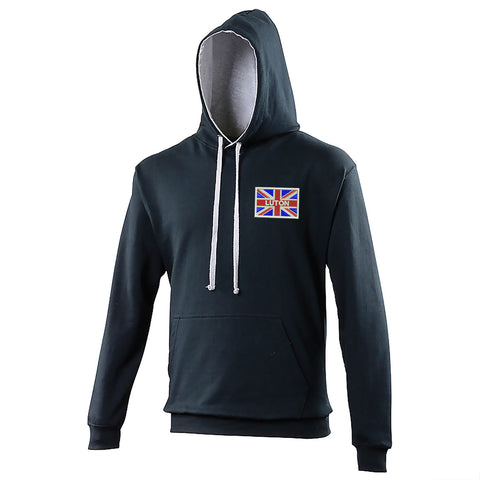 Luton Coloured Union Jack Embroidered Contrast Hoodie