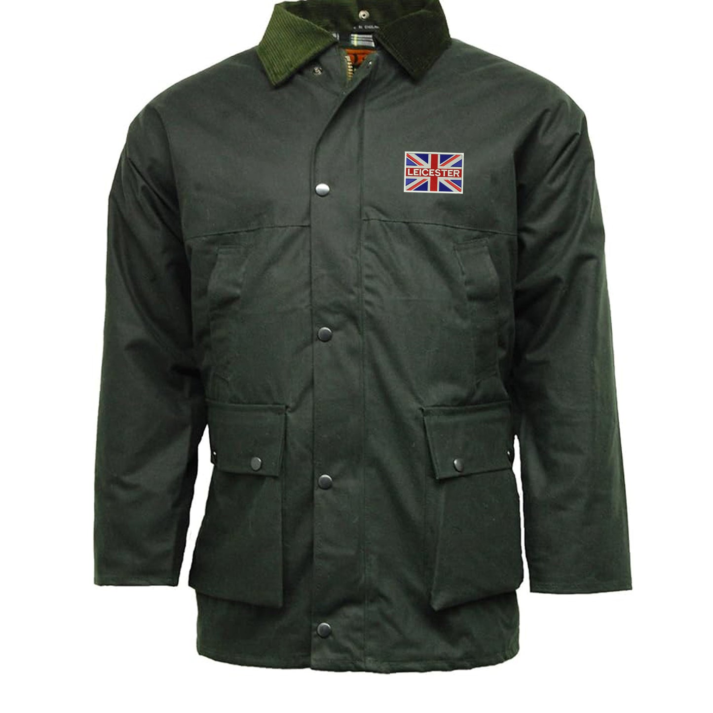 Leicester Coloured Embroidered Union Jack Padded Wax Jacket