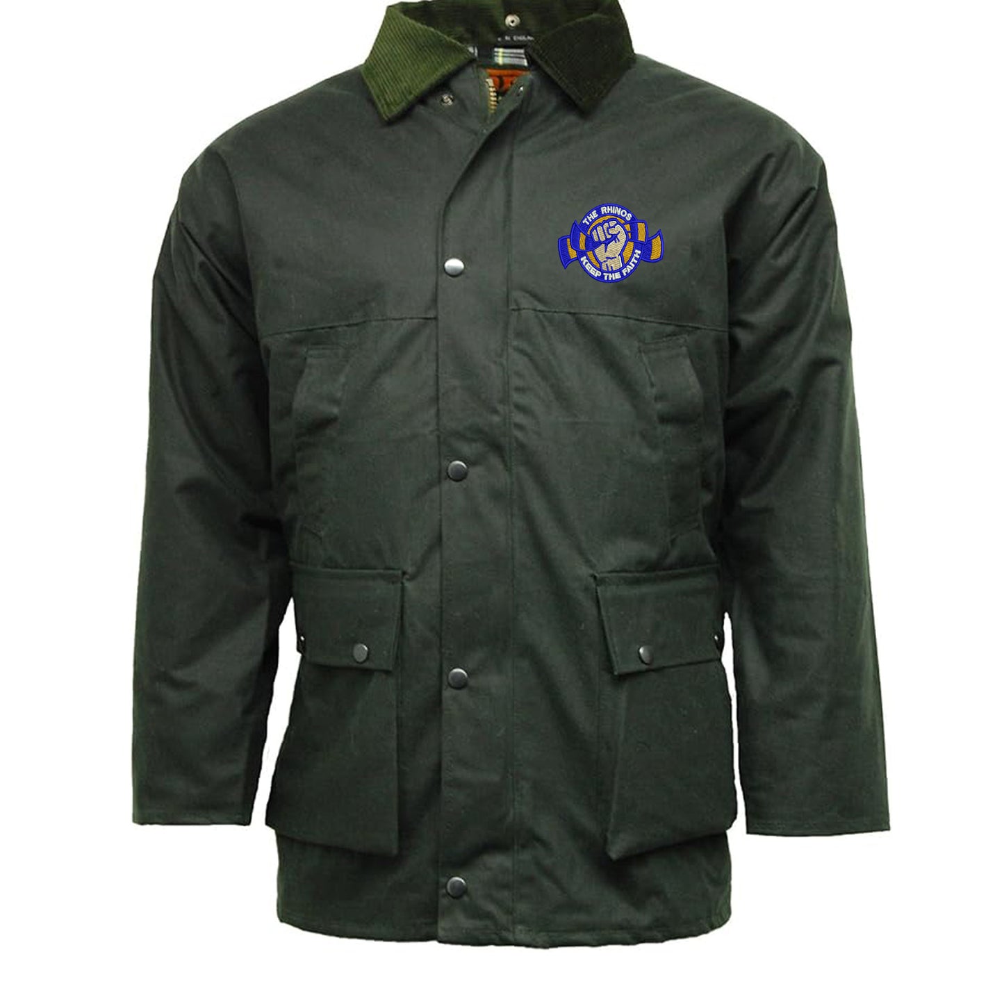 The Rhinos Keep The Faith Embroidered Padded Wax Jacket