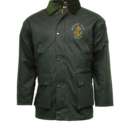 Merchant Navy Veteran Anchor Embroidered Padded Wax Jacket