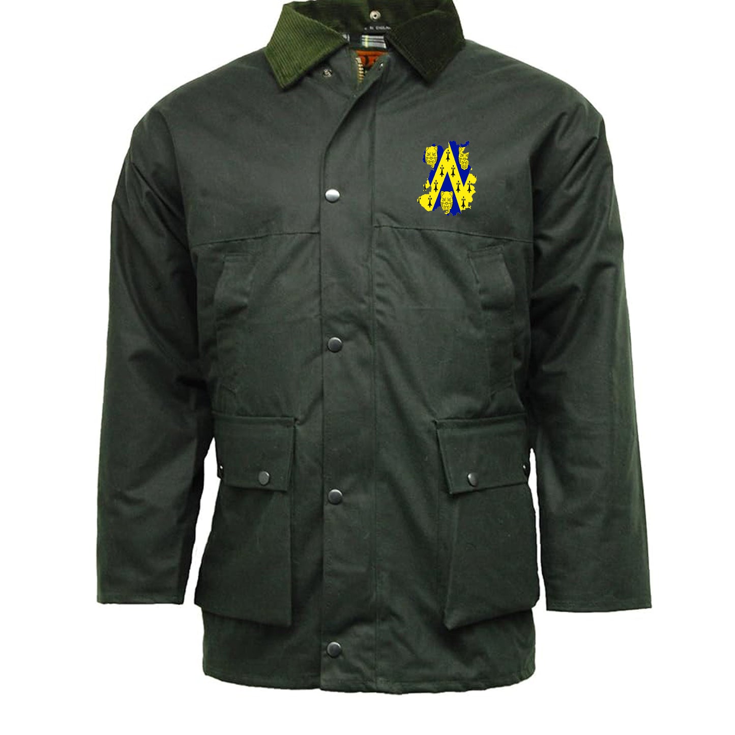 Shropshire Flag Map Embroidered Padded Wax Jacket